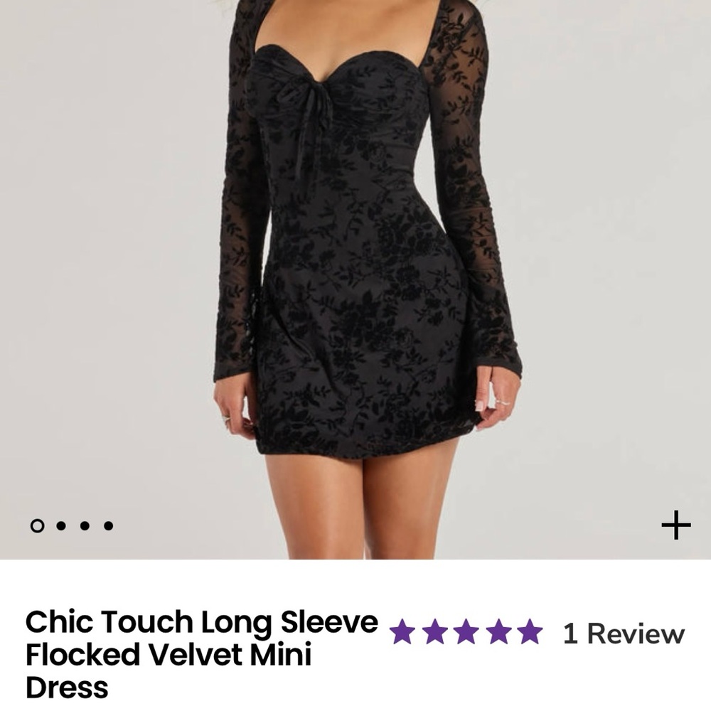 Windsor Chic Touch Long Sleeve Flicked Velvet Mini Dresss